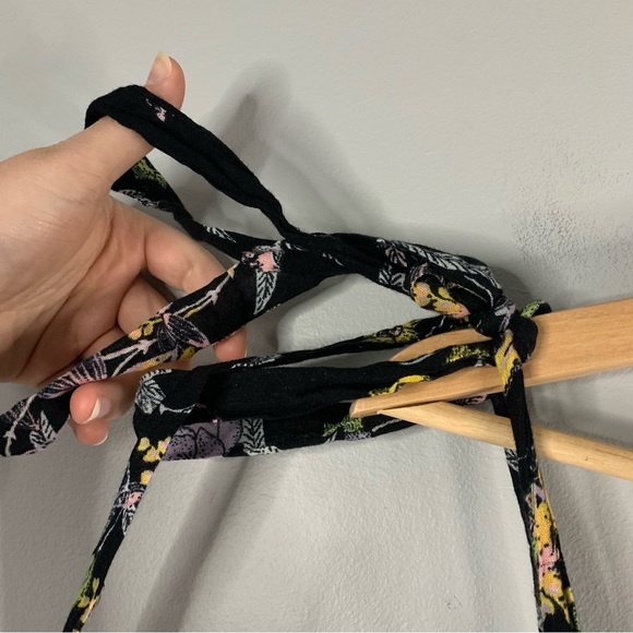 Free People Women's Tank Maxi Dress Floral Boho Black Smocked Flowy Medium M - Picture 9 of 12